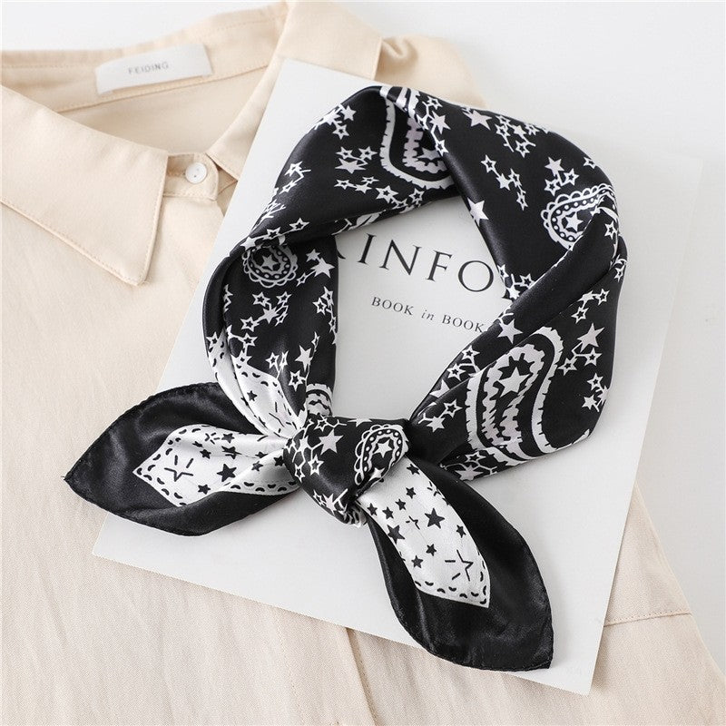 Vintage Elegant Geometric Pattern Silk Scarf