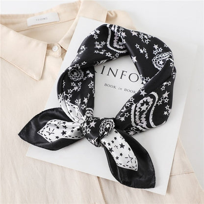 Vintage Elegant Geometric Pattern Silk Scarf