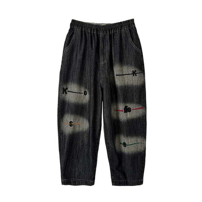 Embroidered Hem Cropped Harem Pants