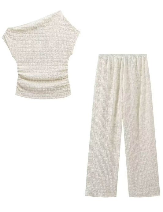 Casual Asymmetrical Sleeveless Top and Pants Sets