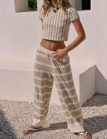 Striped Short Tops and Pants Sets
