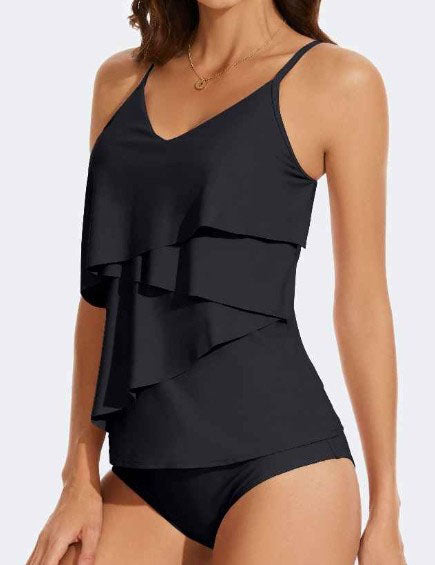 Ruffle Spaghetti Top Buttom Swimwear Set