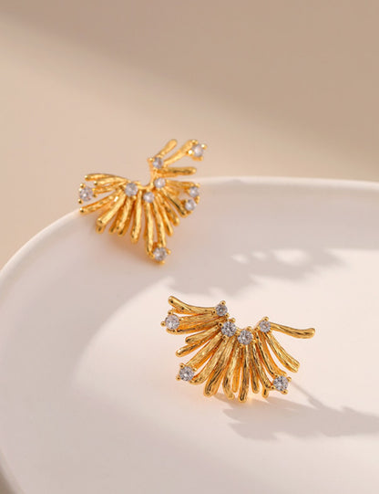 Irregualr Line Zircon Delicate  Stud Earrings