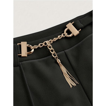 High Waist Straight Leg Black Trousers Women