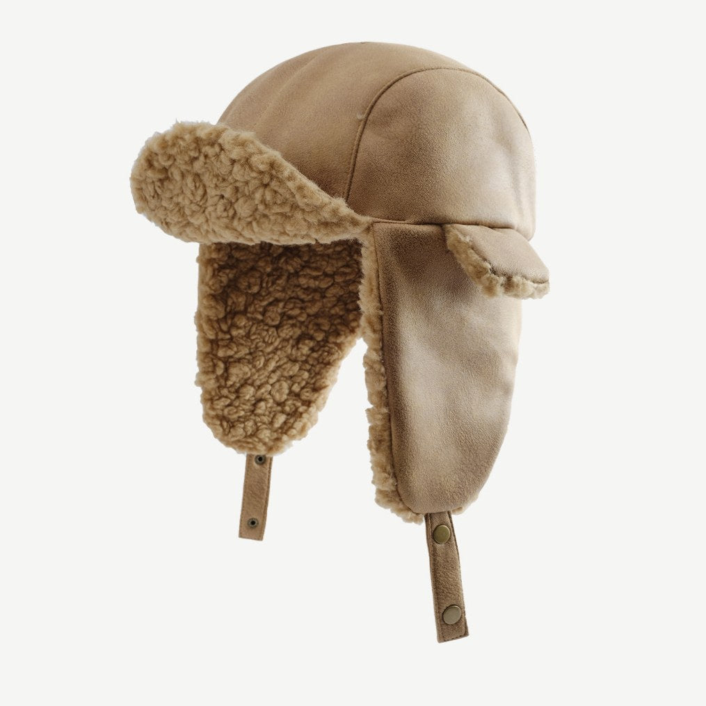 Vintage Distressed Leather Teddy Hat