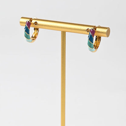 Colorful Enamel Bamboo Hoop Earrings