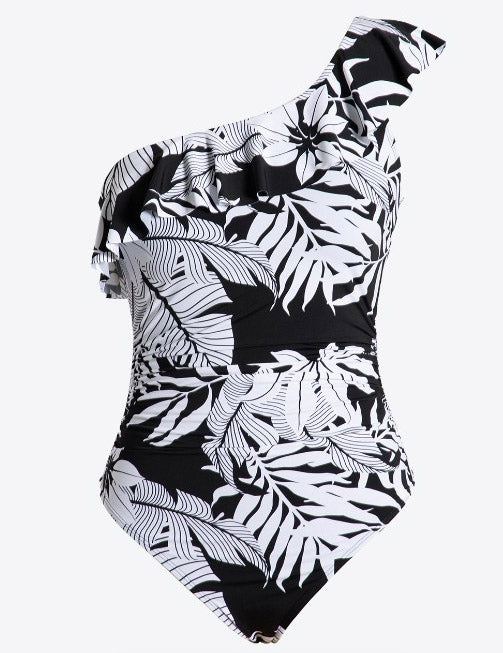 One Shoulder Ruffle One Piece Swimwear