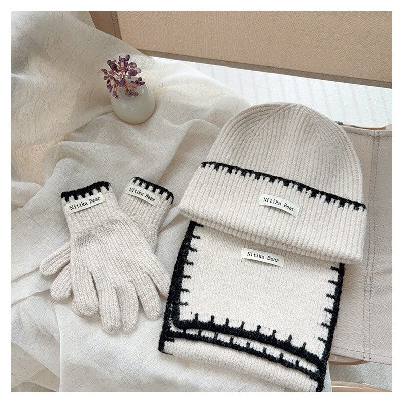 Kids Knitted Gloves Scarf Hat Set