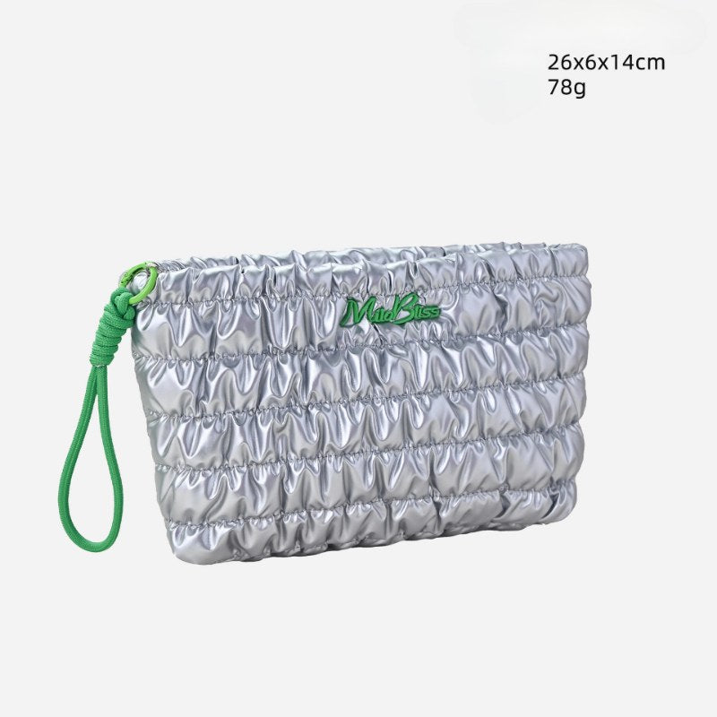 Silver Padded Large Capacity Make Up Bag