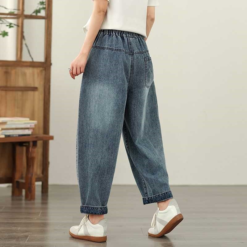 Navy Blue Denim Harem Pants