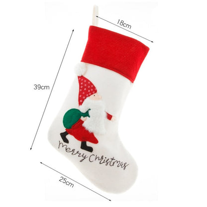 White Nordic Embroidered Old Man Christmas Socks Candy Bag Christmas Socks Gift Bag