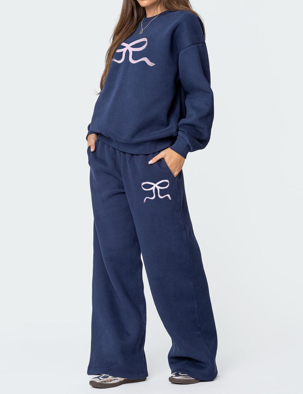 Casual Long Sleeve Thickened Sweatshirt Pants Set