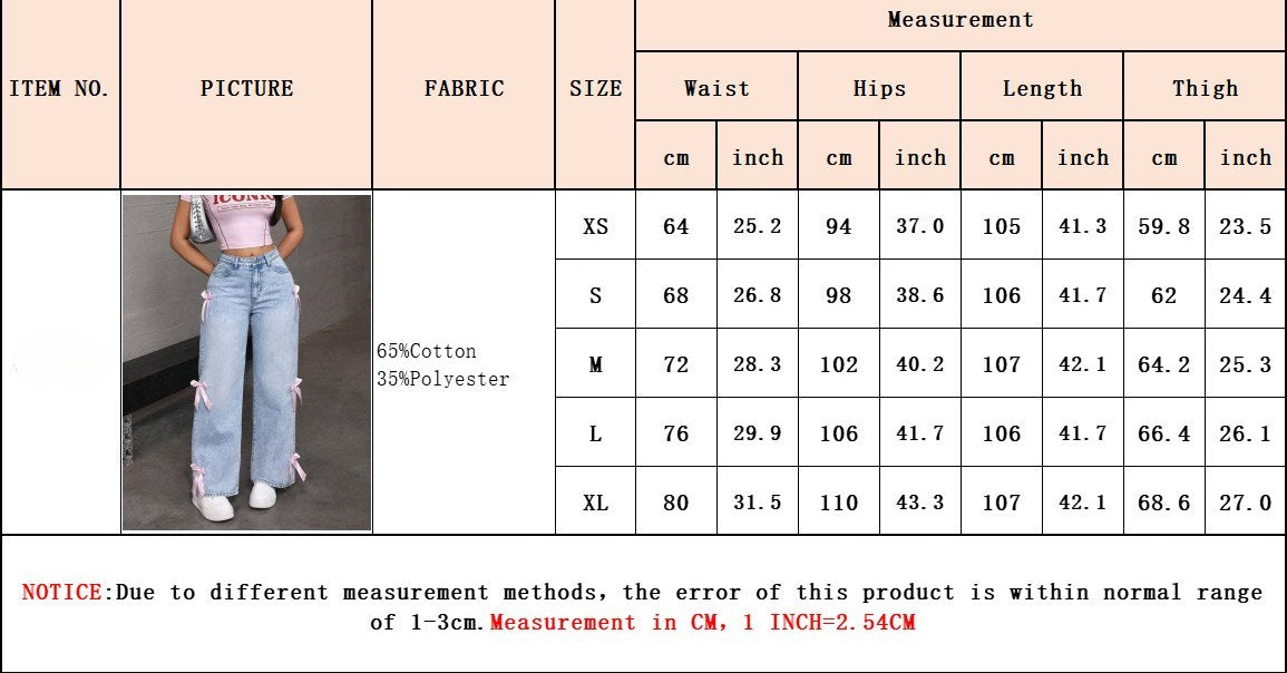 Bow Decoration Washed Street Straight Leg Jeans