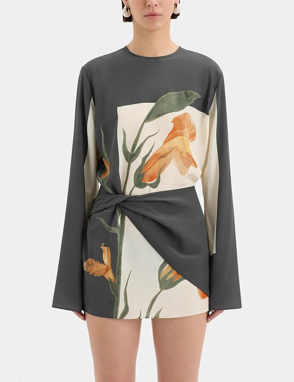 Casual Print Round Neck Mini Dress