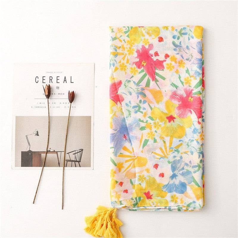 Colorful Tropical Plant Flower Beach Scarf
