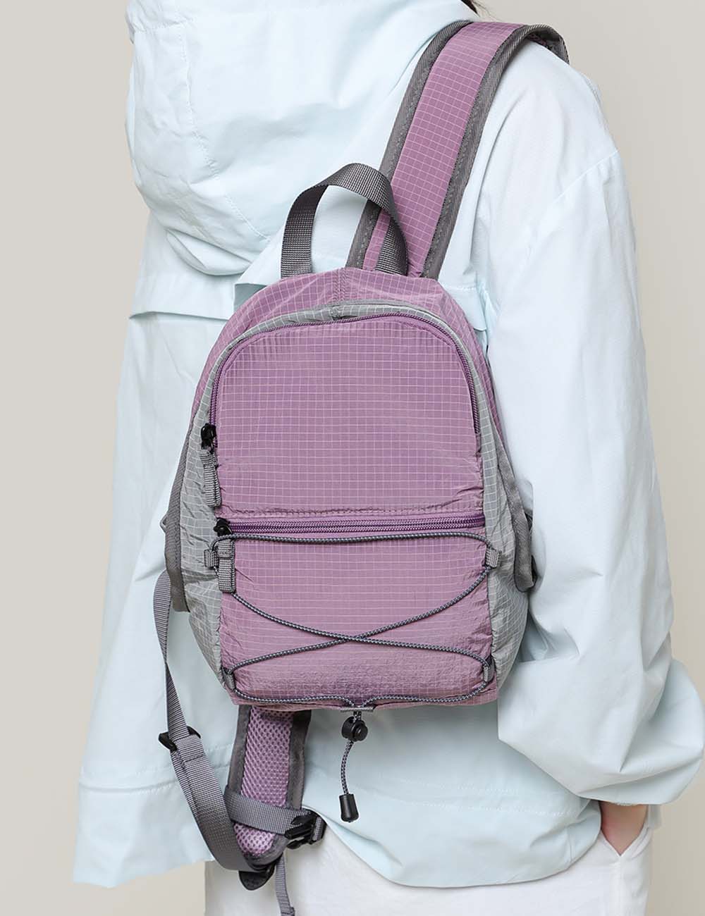 Color Block Simple Zipper Closure Mini Backpack