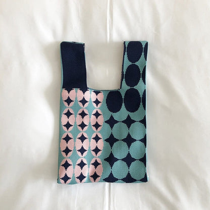 Knit Checkerboard Casual Tote Bag