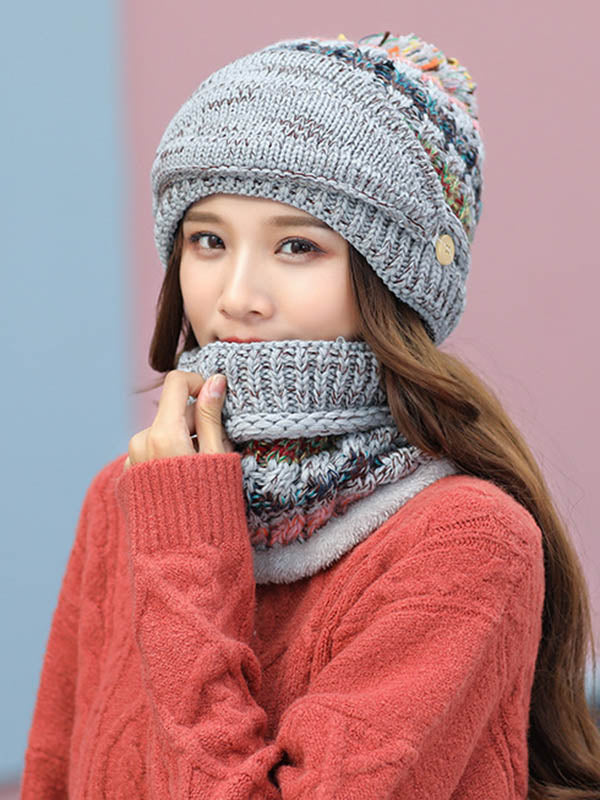 Original Three Pieces Knitting Hat+Mask+Scarf