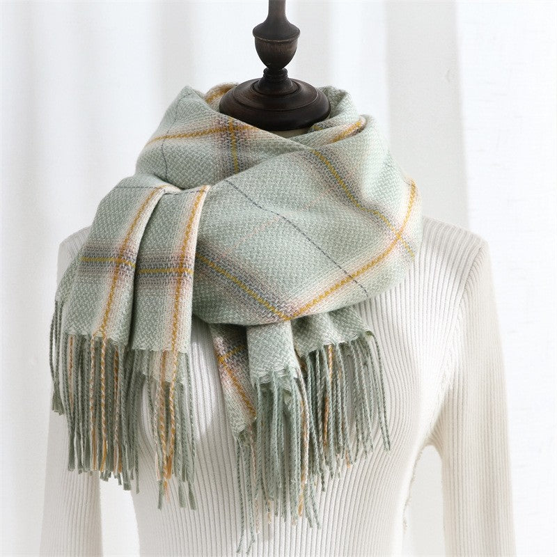 Thickened Imitated Cashmere Plaid Print Shawl Scarf