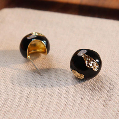 Trendy Round Enamel Drip Glaze Stud Earrings