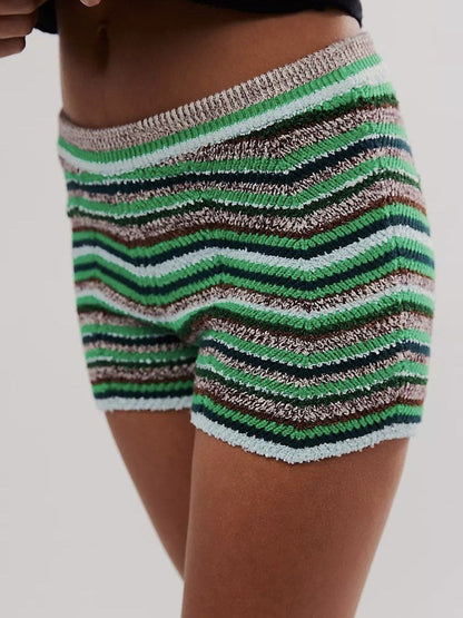 Casual Colorful Striped Knit Shorts