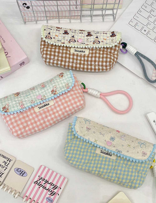 Cartoon Print Splice Portable Makeup Pencil Pouch
