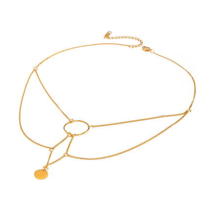 Elegant Layering Round Pendant Choker Necklace