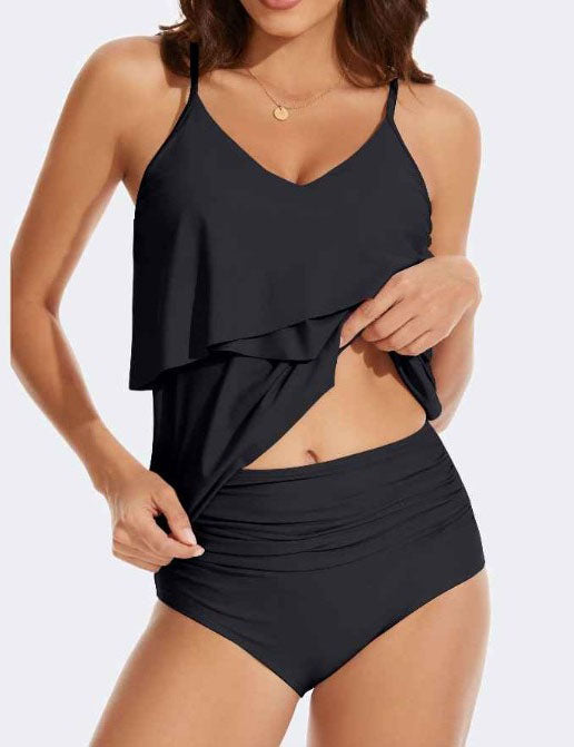 Ruffle Spaghetti Top Buttom Swimwear Set