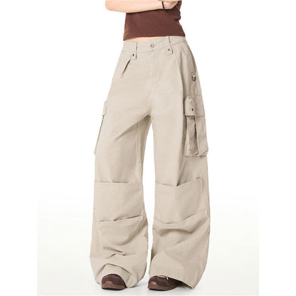 Multi Pocket Cargo Pants Letter Print Straight Leg