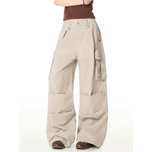 Multi Pocket Cargo Pants Letter Print Straight Leg
