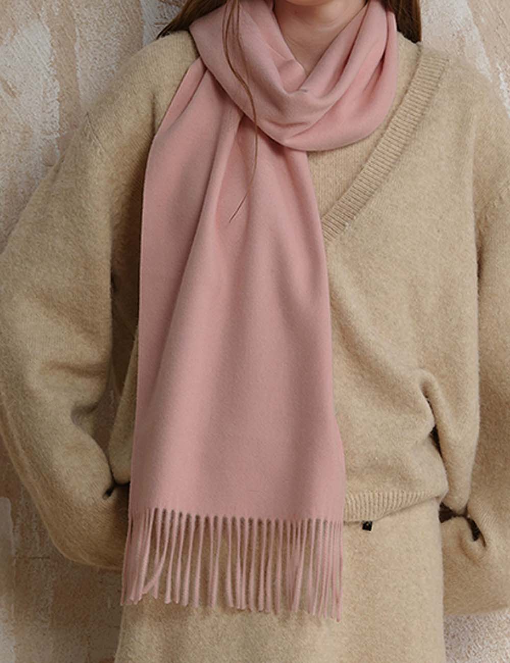 Tassel Simple Warm Wool Solid Color Scarf