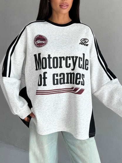 Vintage Letter Print Loose Hoodie