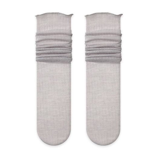 Minimalist Mesh Lace Trim Slouch Socks