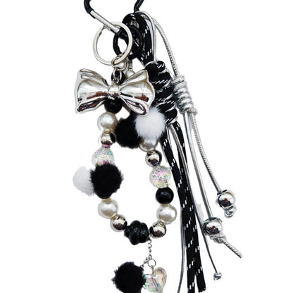 Simple Bow Beaded Braided Keychain Bag Charm