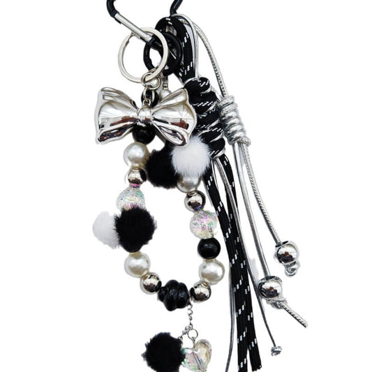 Simple Bow Beaded Braided Keychain Bag Charm