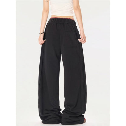 Wide Leg Slimming Sport Sweatpants Contrast Color