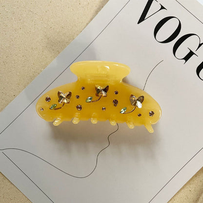 Elegant Rhinestone Flower Acetate Hair Claw