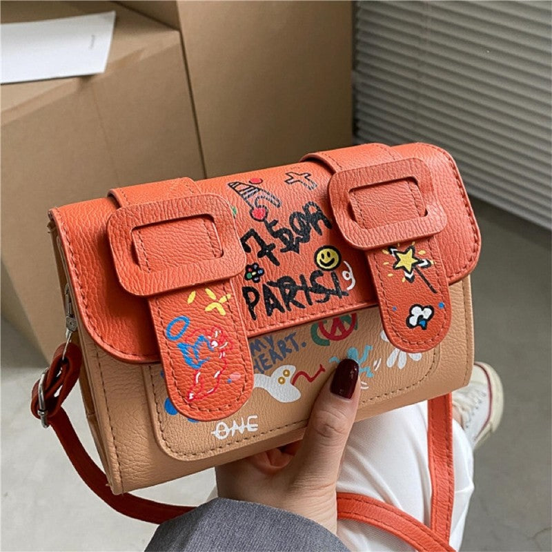 Multicolored Print Wear-Resisting Classic Paneled Bag