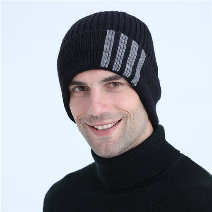 Men's Fleece-Lined Knit Ear-Warmer Hat