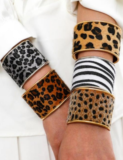 Zebra Leopard Open Punk Bracelets