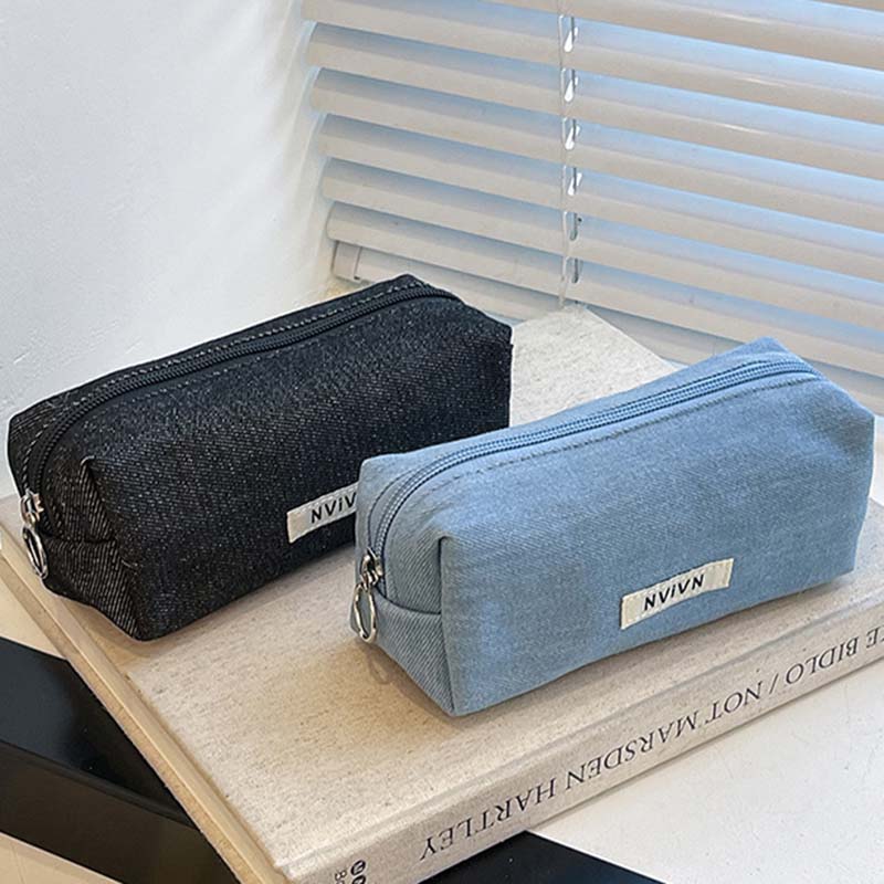 Simple Denim Makeup Pencil Pouch