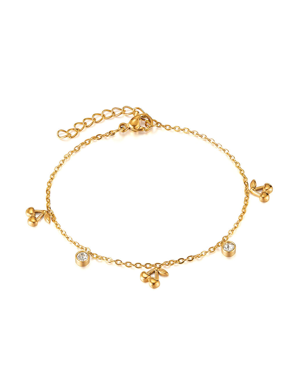 Creative Cherry Gold Plated Rhinestone Bracelet