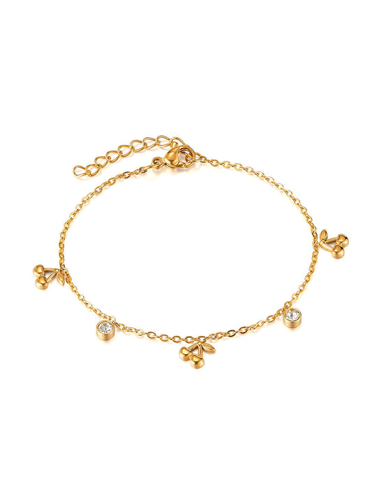 Creative Cherry Gold Plated Rhinestone Bracelet