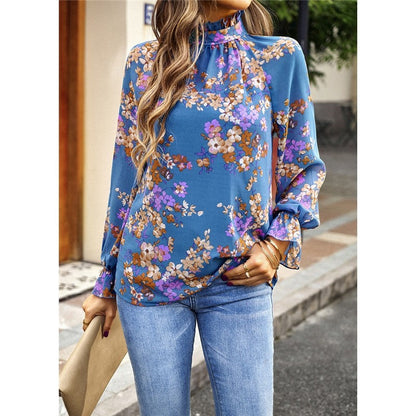 Floral Printed Long Sleeves Blouse Top