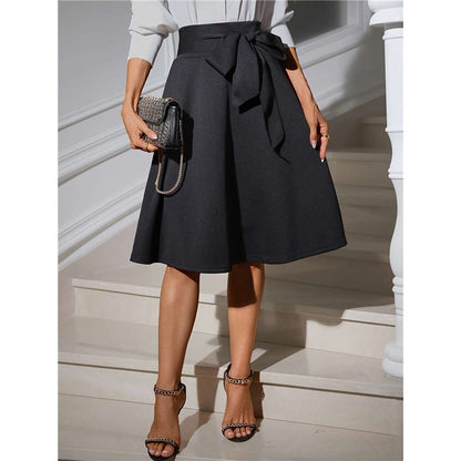 Elastic Knit High Waist Tie Midi Skirt