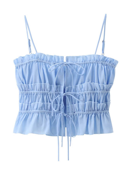 Simple Bowknot Spaghetti Strap Crop Top