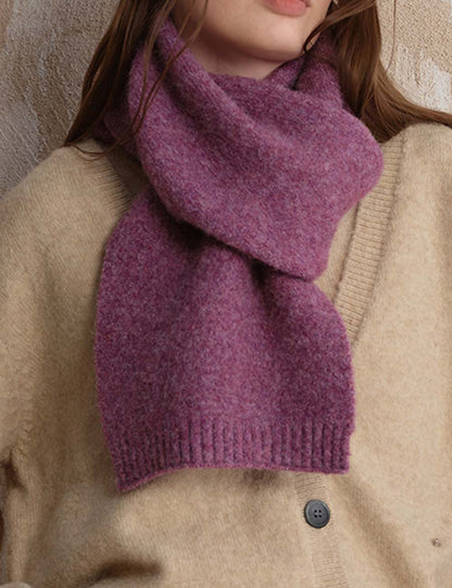 Soft Wool Solid Color Ribbed Winter Scarf