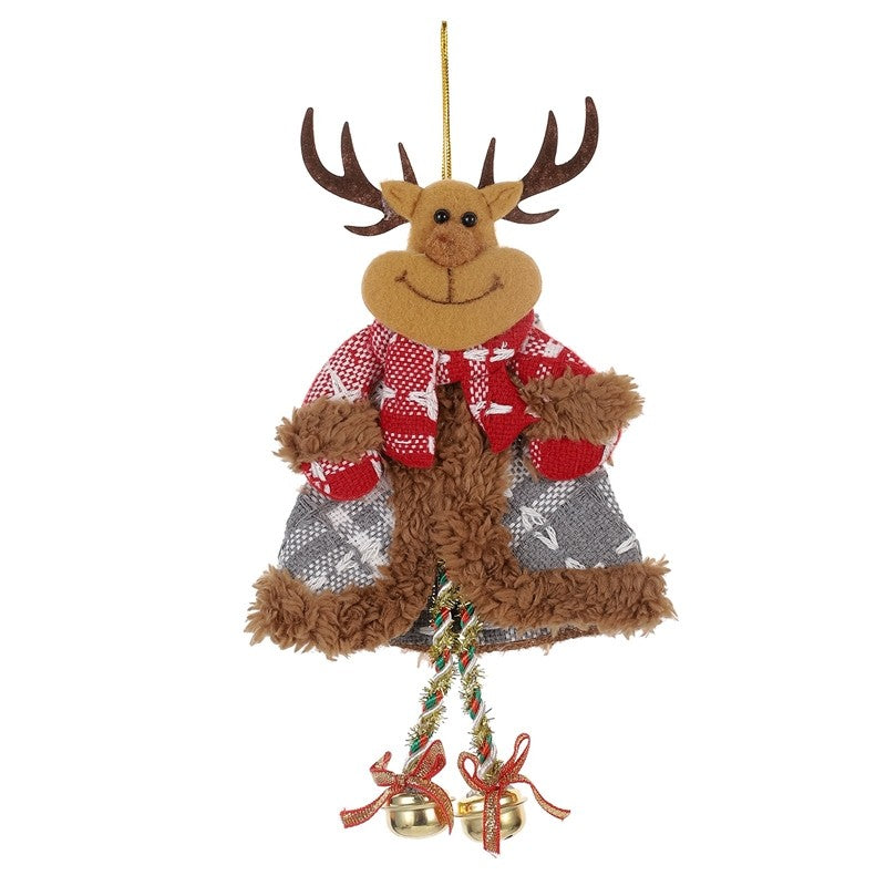 Elderly Snowman Reindeer Bell Pendant Ornament