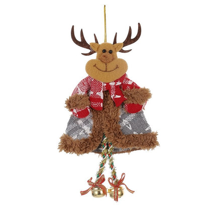 Elderly Snowman Reindeer Bell Pendant Ornament