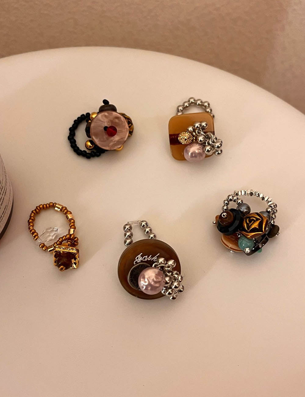 Chic Handmade Beaded Stretch Band Ring